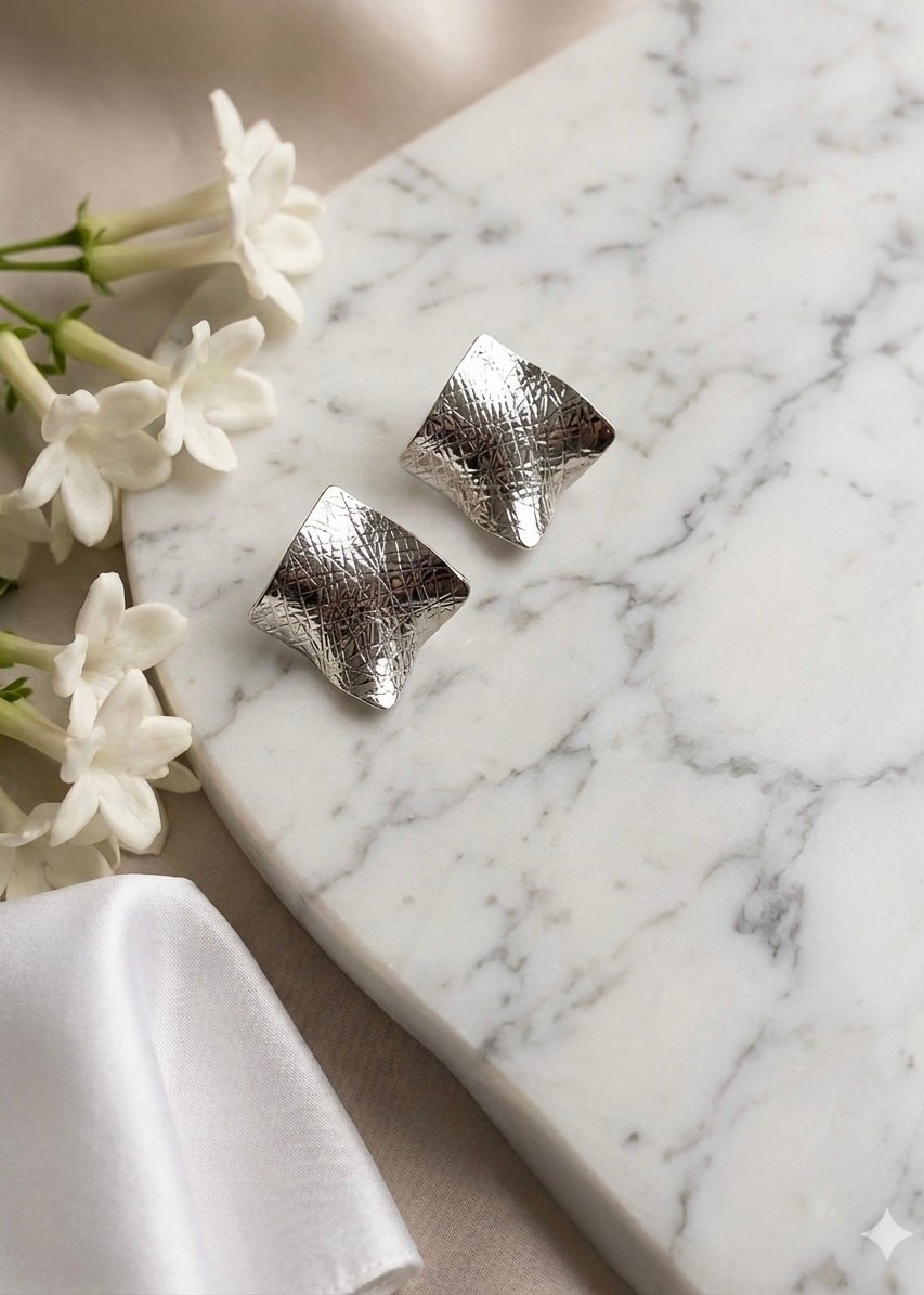 PENDIENTES DE BOTÓN RETRO SILVER