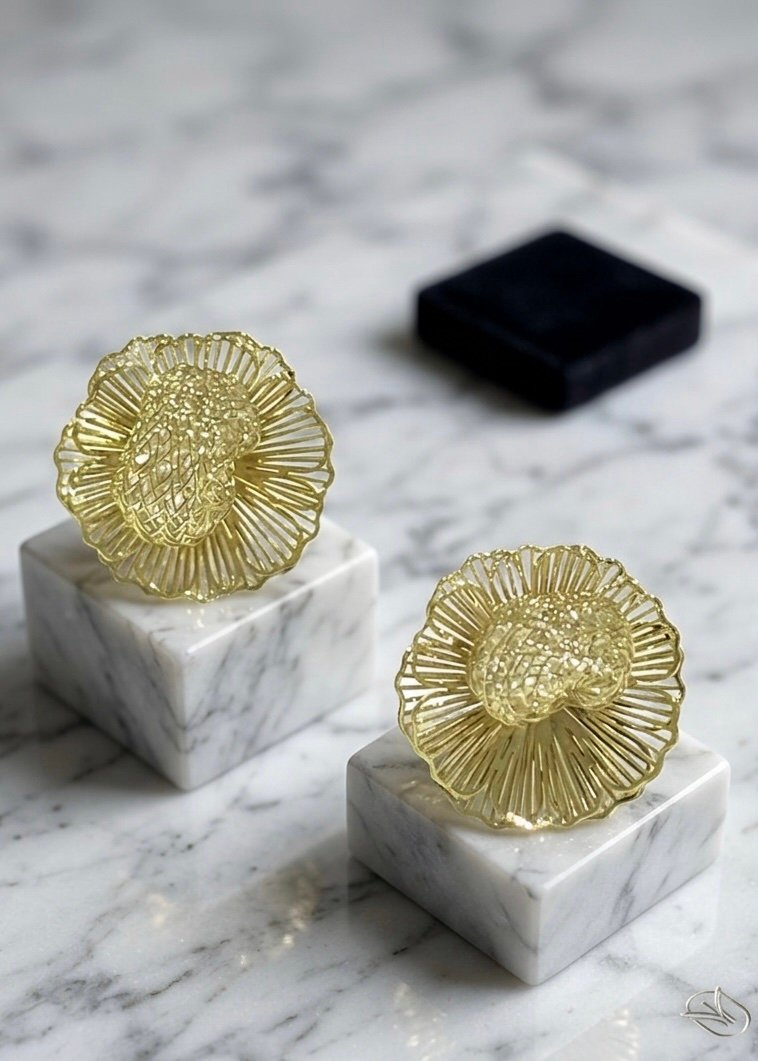 PENDIENTES DE BOTÓN GOLD LOTO