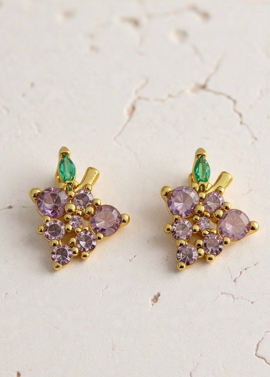 PENDIENTES DE BOTÓN UVAS CRISTALES