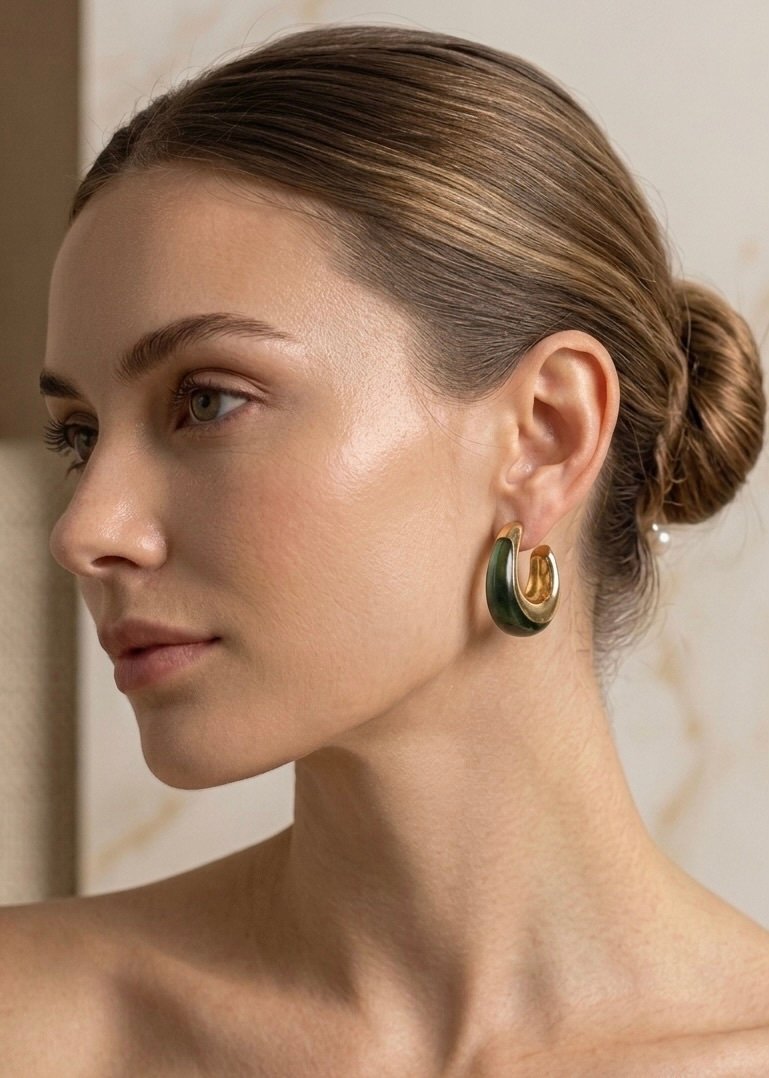 PENDIENTES DE ARO ACRÍLICO GRIS