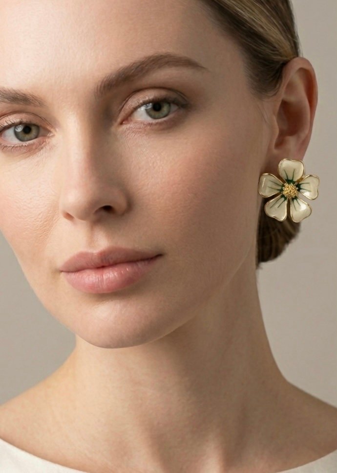 PENDIENTES DE BOTÓN ORQUÍDEA VERDE
