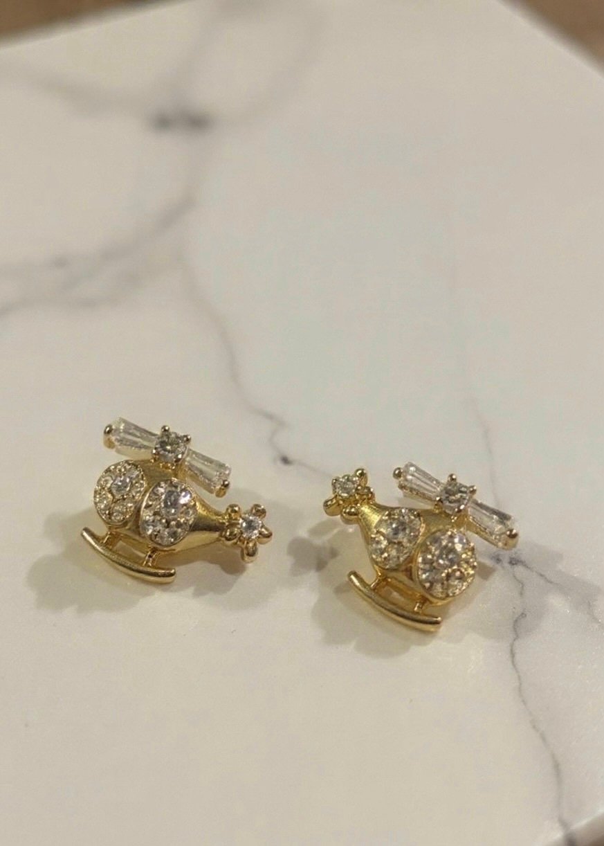 PENDIENTES DE BOTÓN HELICÓPTERO
