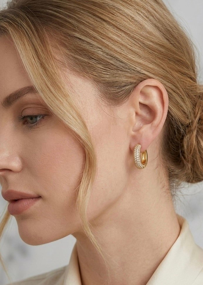 PENDIENTES DE ARO HILERA CRISTALES