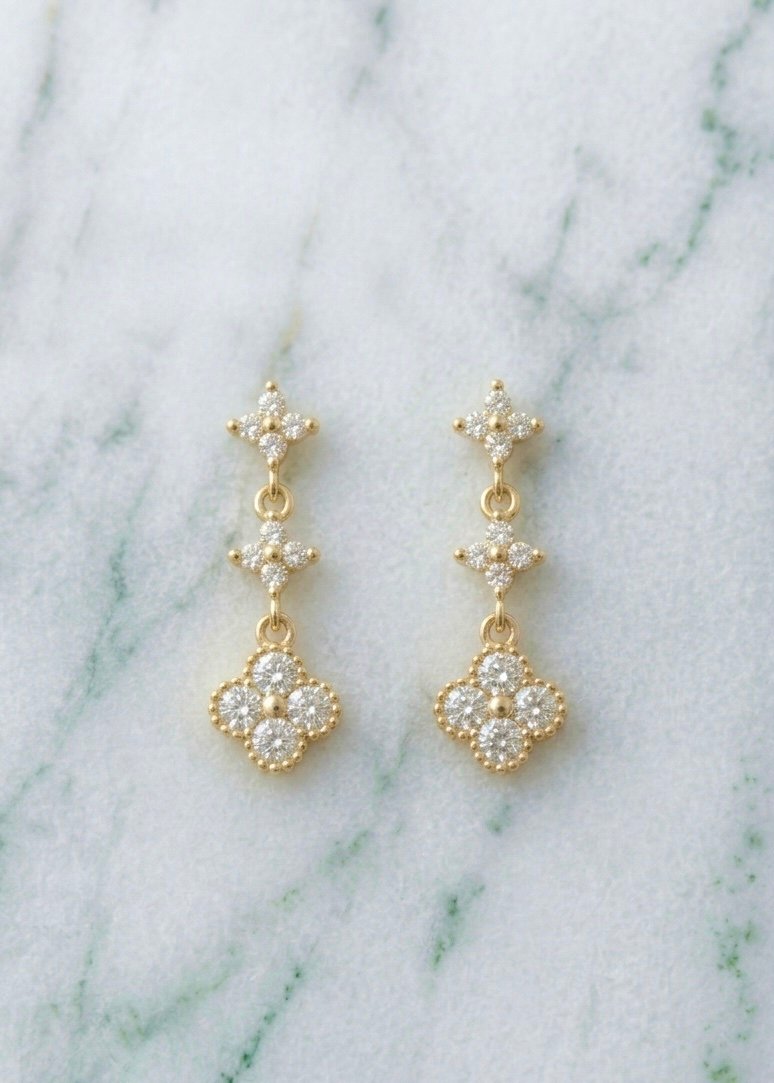 PENDIENTES DE GOTA FLOR RELUCIENTE