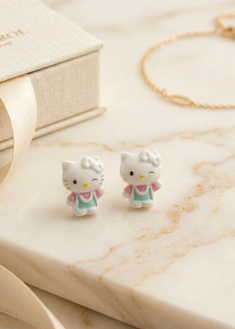 PENDIENTES DE BOTÓN KITTY